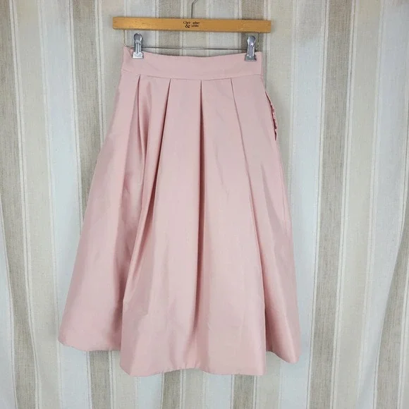 White House Black Market Pleated Midi Skirt Pastel Pink Size 00 Soft Girl Preppy - Picture 13 of 13